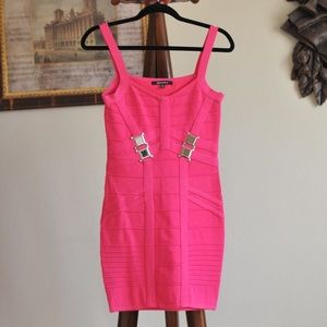 Neon pink bandage dress